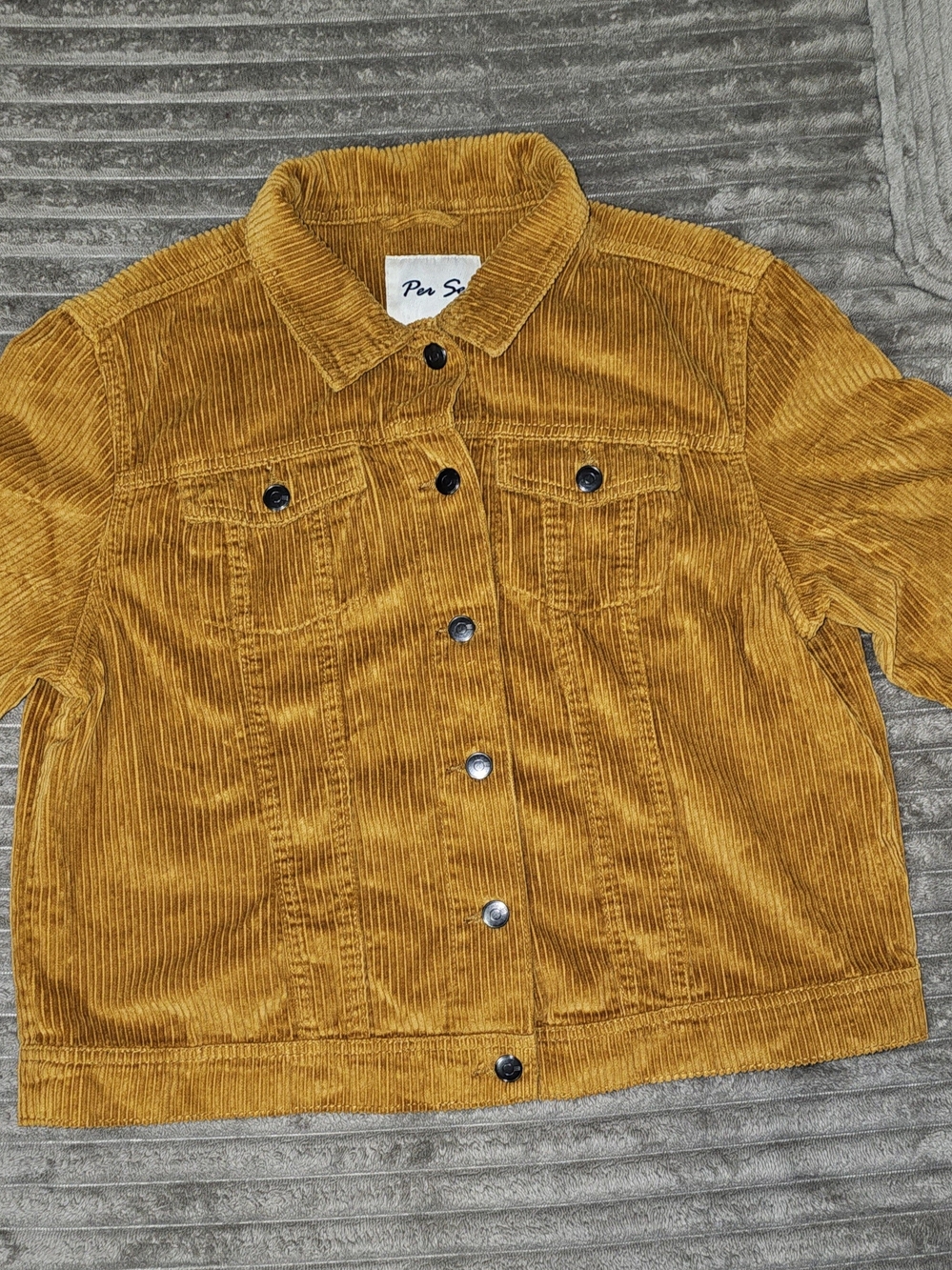 Per Se Women's Mustard Corduroy Button-Front Jacket - JK1